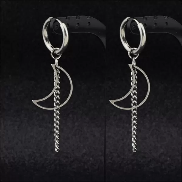 Crescent Moon Tassel Chain Dangle Drop Huggie Hoop Earrings for Women Girls Men 316 Surgical Stainless Steel Charms Dangling Minimalist Small Hoop Cartilage Fashion Unique BTS Fans JewelryCrescent Moon Tassel Chain Dangle Drop Huggie Hoop Earrings for Women Girls Men 316 Surgical Stainless Steel Charms Dangling Minimalist Small Hoop Cartilage Fashion Unique BTS Fans Jewelry