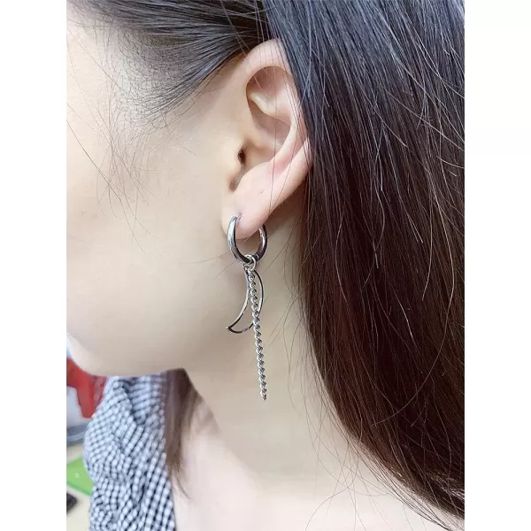 Crescent Moon Tassel Chain Dangle Drop Huggie Hoop Earrings for Women Girls Men 316 Surgical Stainless Steel Charms Dangling Minimalist Small Hoop Cartilage Fashion Unique BTS Fans JewelryCrescent Moon Tassel Chain Dangle Drop Huggie Hoop Earrings for Women Girls Men 316 Surgical Stainless Steel Charms Dangling Minimalist Small Hoop Cartilage Fashion Unique BTS Fans Jewelry
