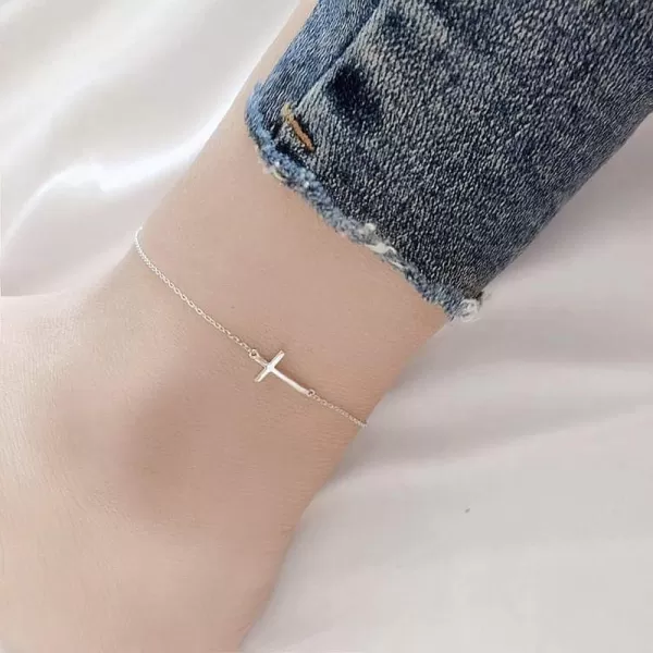 Cross Anklets for Women Teen Girls Men 925 Sterling Silver White Gold Plated Sideways Cross Adjustable Chain Classic Dainty Charm Foot Anklet Bracelet Baptism Birthday Gift JewelryCross Anklets for Women Teen Girls Men 925 Sterling Silver White Gold Plated Sideways Cross Adjustable Chain Classic Dainty Charm Foot Anklet Bracelet Baptism Birthday Gift Jewelry
