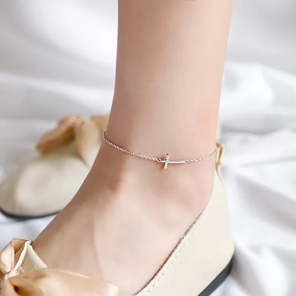 Cross Anklets for Women Teen Girls Men 925 Sterling Silver White Gold Plated Sideways Cross Adjustable Chain Classic Dainty Charm Foot Anklet Bracelet Baptism Birthday Gift JewelryCross Anklets for Women Teen Girls Men 925 Sterling Silver White Gold Plated Sideways Cross Adjustable Chain Classic Dainty Charm Foot Anklet Bracelet Baptism Birthday Gift Jewelry