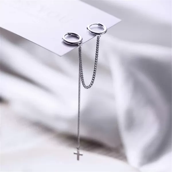 Cross Chain Drop Dangle Small Double Hoop Earrings for Women Girls Sterling Silver Huggie Tassel Slave Chain Dangling 2 Hole Pair Post Multiple Piercing Studs Cartilage Men Personalized JewelryCross Chain Drop Dangle Small Double Hoop Earrings for Women Girls Sterling Silver Huggie Tassel Slave Chain Dangling 2 Hole Pair Post Multiple Piercing Studs Cartilage Men Personalized Jewelry