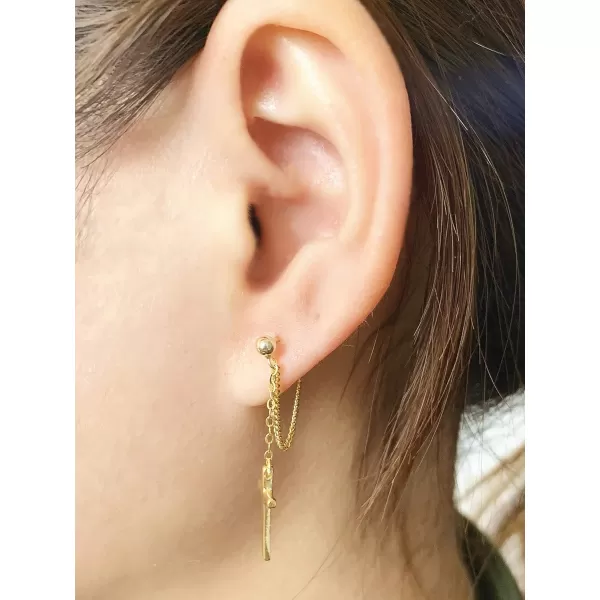Cross Dangle Drop Earrings 925 Sterling Silver Chain Dropping for Women Girls Punk Ball Studs Hypoallergenic JewelryGold