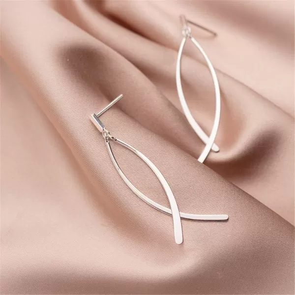 Cross Threader Bar Dangle Earrings for Women Girls 925 Sterling Silver Minimalist Fish Infinity Shaped Drop Dangling Bar Stud Earring Delicate Simple Fashion Jewelry Gifts for Mom SisterCross Threader Bar Dangle Earrings for Women Girls 925 Sterling Silver Minimalist Fish Infinity Shaped Drop Dangling Bar Stud Earring Delicate Simple Fashion Jewelry Gifts for Mom Sister