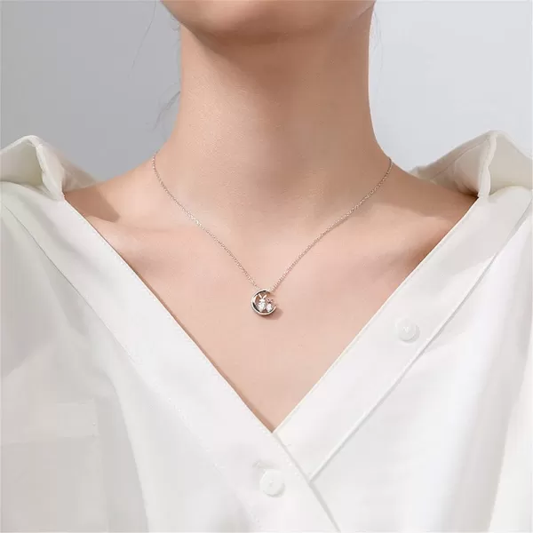 Crystal Bunny Rabbit on the Moon Pendant Necklace for Teen Girls S925 Sterling Silver Small Cute 2 CZ Rabbits Crescent Choker Animal Jewelry Delicate Gift for Mother and Daughter LoverCrystal Bunny Rabbit on the Moon Pendant Necklace for Teen Girls S925 Sterling Silver Small Cute 2 CZ Rabbits Crescent Choker Animal Jewelry Delicate Gift for Mother and Daughter Lover