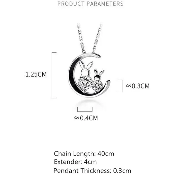 Crystal Bunny Rabbit on the Moon Pendant Necklace for Teen Girls S925 Sterling Silver Small Cute 2 CZ Rabbits Crescent Choker Animal Jewelry Delicate Gift for Mother and Daughter LoverCrystal Bunny Rabbit on the Moon Pendant Necklace for Teen Girls S925 Sterling Silver Small Cute 2 CZ Rabbits Crescent Choker Animal Jewelry Delicate Gift for Mother and Daughter Lover