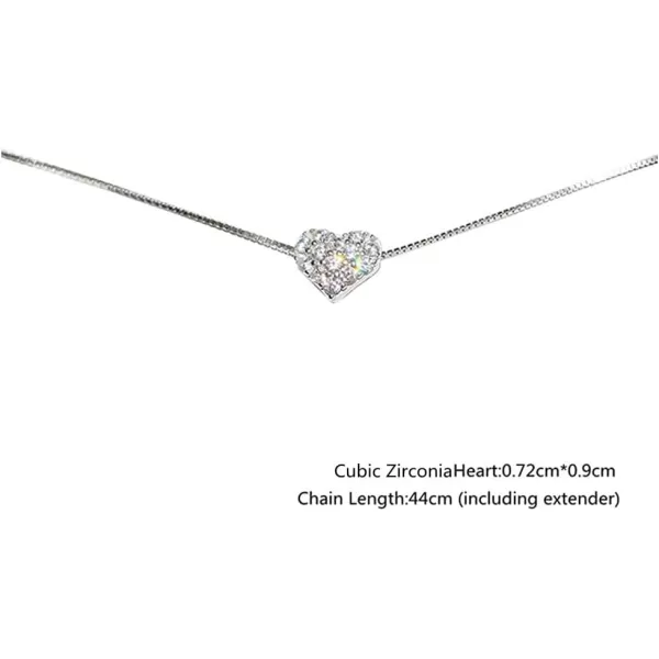Crystal Heart Necklace Sterling Silver Tiny Pave CZ Love Pendant Choker Necklaces for Women Girls 18K White Gold Plated Dainty Cute Adjustable Box Chain Hypoallergenic Wedding Jewelry Gifts 17Crystal Heart Necklace Sterling Silver Tiny Pave CZ Love Pendant Choker Necklaces for Women Girls 18K White Gold Plated Dainty Cute Adjustable Box Chain Hypoallergenic Wedding Jewelry Gifts 17