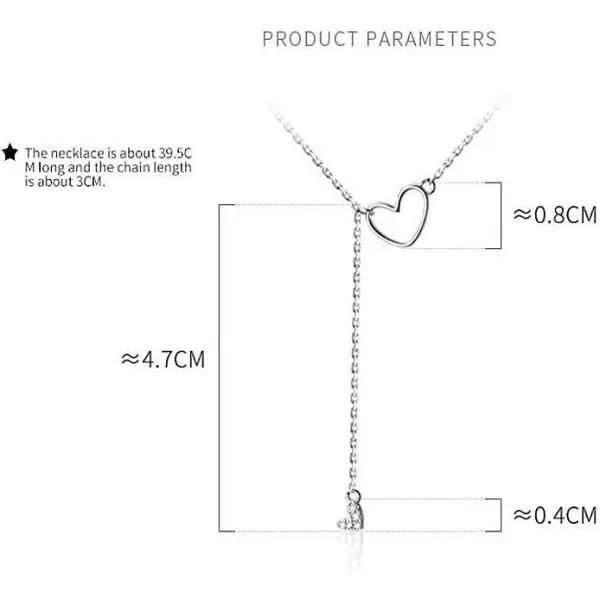 Crystal Love Heart Y Necklaces for Women Girls S925 Sterling Silver Lovely Long Rhinestone Drop Pendant Choker Necklace Chic Adjustable Lariat Style Chain Minimalist Simple JewelryCrystal Love Heart Y Necklaces for Women Girls S925 Sterling Silver Lovely Long Rhinestone Drop Pendant Choker Necklace Chic Adjustable Lariat Style Chain Minimalist Simple Jewelry