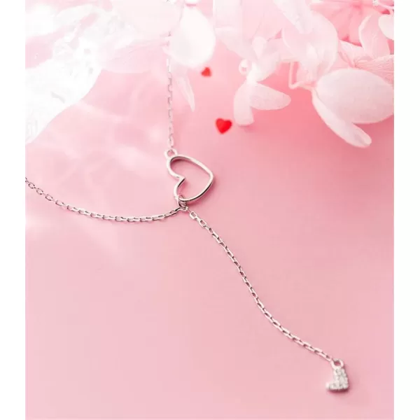 Crystal Love Heart Y Necklaces for Women Girls S925 Sterling Silver Lovely Long Rhinestone Drop Pendant Choker Necklace Chic Adjustable Lariat Style Chain Minimalist Simple JewelryCrystal Love Heart Y Necklaces for Women Girls S925 Sterling Silver Lovely Long Rhinestone Drop Pendant Choker Necklace Chic Adjustable Lariat Style Chain Minimalist Simple Jewelry