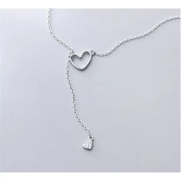 Crystal Love Heart Y Necklaces for Women Girls S925 Sterling Silver Lovely Long Rhinestone Drop Pendant Choker Necklace Chic Adjustable Lariat Style Chain Minimalist Simple JewelryCrystal Love Heart Y Necklaces for Women Girls S925 Sterling Silver Lovely Long Rhinestone Drop Pendant Choker Necklace Chic Adjustable Lariat Style Chain Minimalist Simple Jewelry