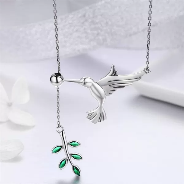 Crystal Olive Leaf Hummingbird Necklace for Women Girls 925 Sterling Silver Green Rhinestone Ball Bead Oxidized Bird Pendant Necklace Adjustable Chain Fashion Retro Jewelry Gift for Mother Aunt LadiesCrystal Olive Leaf Hummingbird Necklace for Women Girls 925 Sterling Silver Green Rhinestone Ball Bead Oxidized Bird Pendant Necklace Adjustable Chain Fashion Retro Jewelry Gift for Mother Aunt Ladies