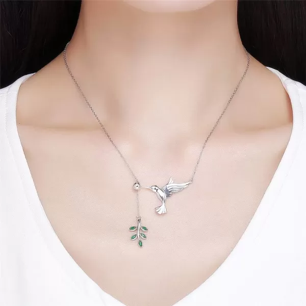 Crystal Olive Leaf Hummingbird Necklace for Women Girls 925 Sterling Silver Green Rhinestone Ball Bead Oxidized Bird Pendant Necklace Adjustable Chain Fashion Retro Jewelry Gift for Mother Aunt LadiesCrystal Olive Leaf Hummingbird Necklace for Women Girls 925 Sterling Silver Green Rhinestone Ball Bead Oxidized Bird Pendant Necklace Adjustable Chain Fashion Retro Jewelry Gift for Mother Aunt Ladies