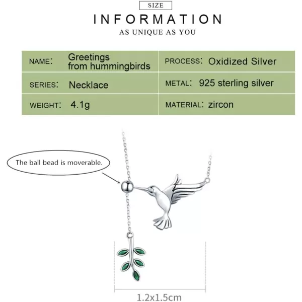 Crystal Olive Leaf Hummingbird Necklace for Women Girls 925 Sterling Silver Green Rhinestone Ball Bead Oxidized Bird Pendant Necklace Adjustable Chain Fashion Retro Jewelry Gift for Mother Aunt LadiesCrystal Olive Leaf Hummingbird Necklace for Women Girls 925 Sterling Silver Green Rhinestone Ball Bead Oxidized Bird Pendant Necklace Adjustable Chain Fashion Retro Jewelry Gift for Mother Aunt Ladies