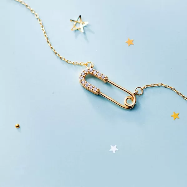 Crystal Paperclip Safety Pin Pendant Choker Necklace for Women Girls 925 Sterling Silver 14K Gold Plated Dainty CZ Diamond Clip Drop Adjustable Chain Personalized Jewelry Fashion Gifts Box BFFCrystal Paperclip Safety Pin Pendant Choker Necklace for Women Girls 925 Sterling Silver 14K Gold Plated Dainty CZ Diamond Clip Drop Adjustable Chain Personalized Jewelry Fashion Gifts Box BFF
