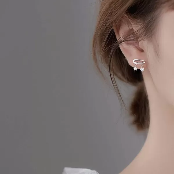 Crystal Safety Pin Sterling Silver Stud Earrings for Women Teen Girls Charms CZ Mini Cute Star Love Heart Drop Dangle Studs Tragus Luck Post Fashion Dainty Jewelry Christmas Valentines Gift SilverCrystal Safety Pin Sterling Silver Stud Earrings for Women Teen Girls Charms CZ Mini Cute Star Love Heart Drop Dangle Studs Tragus Luck Post Fashion Dainty Jewelry Christmas Valentines Gift Silver