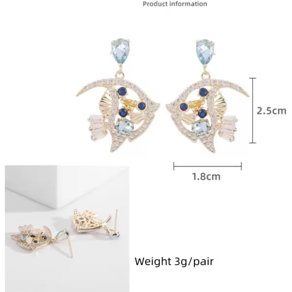 Crystal Tropical Fish Earrings for Women Girls 925 Sterling Silver Post Stud Blue CZ Animal Dangle Drop Earring Dainty Cute Ocean Sea Birthday Holiday Party Jewelry Gifts for Daughter Niece PetLoverCrystal Tropical Fish Earrings for Women Girls 925 Sterling Silver Post Stud Blue CZ Animal Dangle Drop Earring Dainty Cute Ocean Sea Birthday Holiday Party Jewelry Gifts for Daughter Niece PetLover