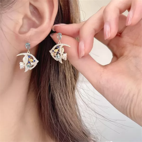 Crystal Tropical Fish Earrings for Women Girls 925 Sterling Silver Post Stud Blue CZ Animal Dangle Drop Earring Dainty Cute Ocean Sea Birthday Holiday Party Jewelry Gifts for Daughter Niece PetLoverCrystal Tropical Fish Earrings for Women Girls 925 Sterling Silver Post Stud Blue CZ Animal Dangle Drop Earring Dainty Cute Ocean Sea Birthday Holiday Party Jewelry Gifts for Daughter Niece PetLover