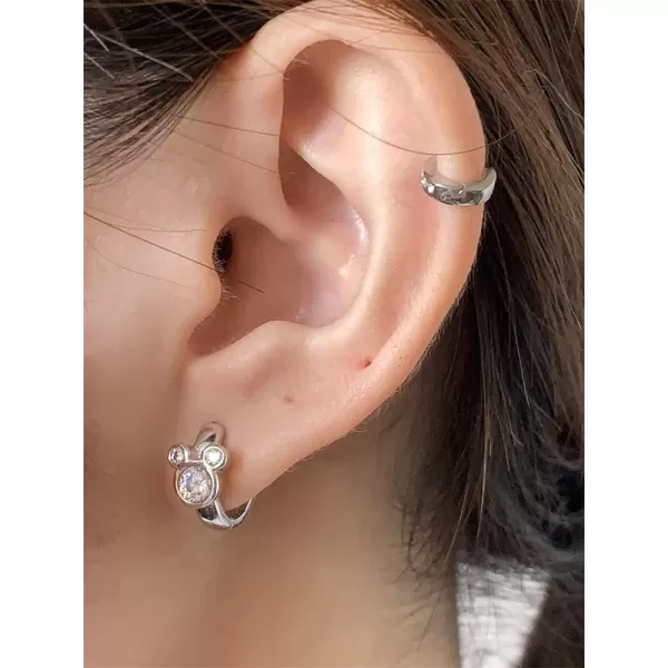 Cubic Zirconia Small Hoop Earrings 925 Sterling Silver Plated Hypoallergenic CZ Mouse Cute Cartilage Huggie Hoops for Women Girls Teens 16G Piercing Ear StudClear