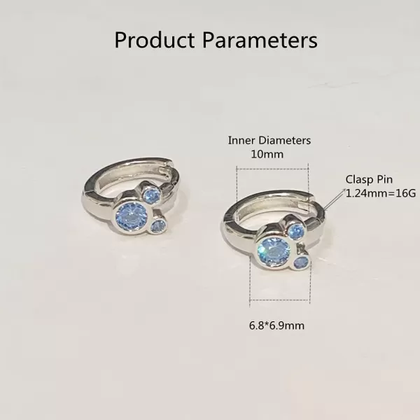 Cubic Zirconia Small Hoop Earrings 925 Sterling Silver Plated Hypoallergenic CZ Mouse Cute Cartilage Huggie Hoops for Women Girls Teens 16G Piercing Ear StudBlue