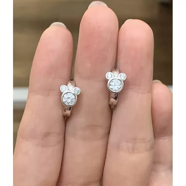 Cubic Zirconia Small Hoop Earrings 925 Sterling Silver Plated Hypoallergenic CZ Mouse Cute Cartilage Huggie Hoops for Women Girls Teens 16G Piercing Ear StudClear