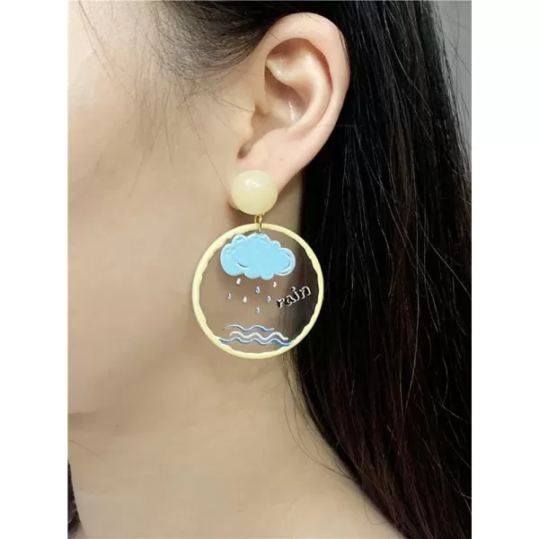 Cute Acrylic Weather Dangle Earrings for Women Girls Round Resin Graffiti Rainny Cloud Statement Drop Stud Hypoallergenic Lightweight Lovely Birthday Party Y2K Jewelry Gift for Daughter NieceCute Acrylic Weather Dangle Earrings for Women Girls Round Resin Graffiti Rainny Cloud Statement Drop Stud Hypoallergenic Lightweight Lovely Birthday Party Y2K Jewelry Gift for Daughter Niece