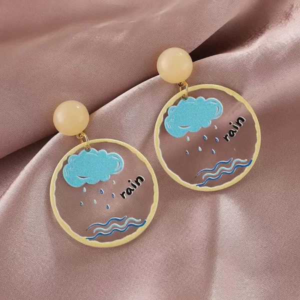 Cute Acrylic Weather Dangle Earrings for Women Girls Round Resin Graffiti Rainny Cloud Statement Drop Stud Hypoallergenic Lightweight Lovely Birthday Party Y2K Jewelry Gift for Daughter NieceCute Acrylic Weather Dangle Earrings for Women Girls Round Resin Graffiti Rainny Cloud Statement Drop Stud Hypoallergenic Lightweight Lovely Birthday Party Y2K Jewelry Gift for Daughter Niece