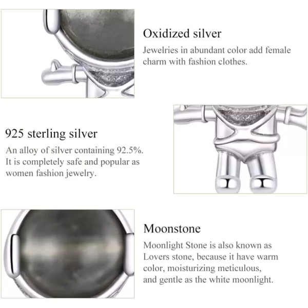 Cute Astronaut Sterling Silver Small Stud Earrings for Women Girls Men Personalized Unique Robot Saucerman Love Heart Studs Tragus Post Hypoallergenic Unisex JewelryAstronaut