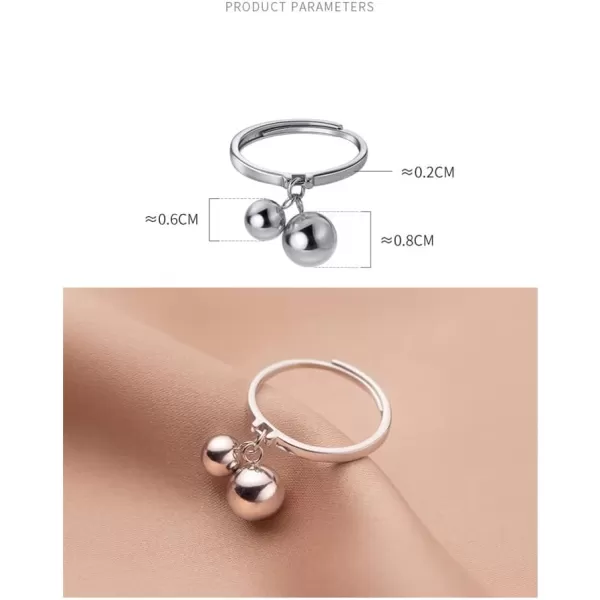 Cute Ball Bell 925 Sterling Silver Adjustable Open Ring for Women Girls Expandable Boho Geometric Round Statement Finger Rings Comfort Fit Dainty Charms Dangle Jewelry Christmas BFF GiftCute Ball Bell 925 Sterling Silver Adjustable Open Ring for Women Girls Expandable Boho Geometric Round Statement Finger Rings Comfort Fit Dainty Charms Dangle Jewelry Christmas BFF Gift