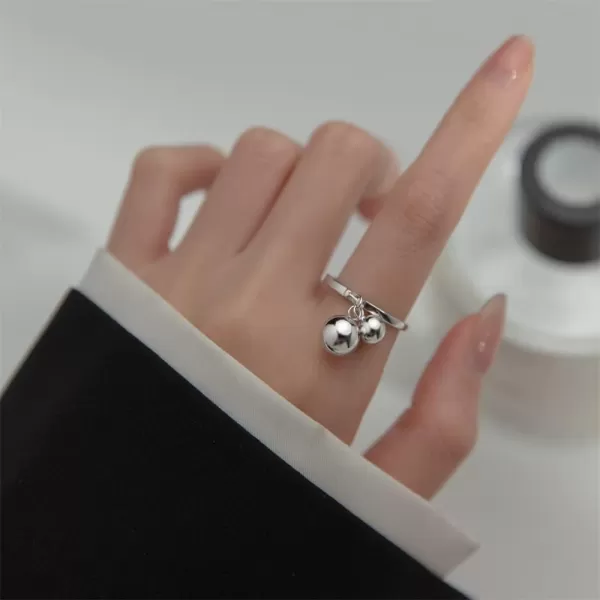 Cute Ball Bell 925 Sterling Silver Adjustable Open Ring for Women Girls Expandable Boho Geometric Round Statement Finger Rings Comfort Fit Dainty Charms Dangle Jewelry Christmas BFF GiftCute Ball Bell 925 Sterling Silver Adjustable Open Ring for Women Girls Expandable Boho Geometric Round Statement Finger Rings Comfort Fit Dainty Charms Dangle Jewelry Christmas BFF Gift
