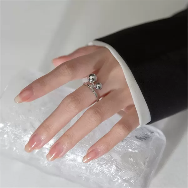 Cute Ball Bell 925 Sterling Silver Adjustable Open Ring for Women Girls Expandable Boho Geometric Round Statement Finger Rings Comfort Fit Dainty Charms Dangle Jewelry Christmas BFF GiftCute Ball Bell 925 Sterling Silver Adjustable Open Ring for Women Girls Expandable Boho Geometric Round Statement Finger Rings Comfort Fit Dainty Charms Dangle Jewelry Christmas BFF Gift