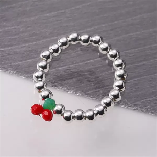 Cute Beaded Cherry 925 Sterling Silver Stretch Ring for Women Girls Dainty Acrylic Fruit Statement Red Green Beads Expendable Finger Rings Comfort Fit Lovely Jewelry Gift Size 69Cute Beaded Cherry 925 Sterling Silver Stretch Ring for Women Girls Dainty Acrylic Fruit Statement Red Green Beads Expendable Finger Rings Comfort Fit Lovely Jewelry Gift Size 69