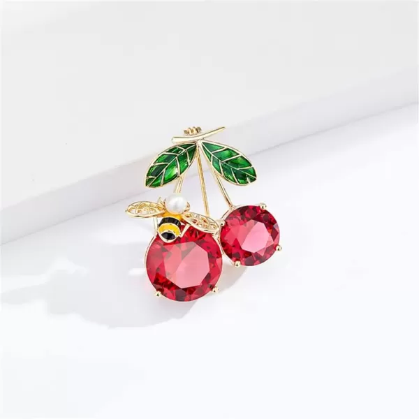 Cute Bee Cherry Rhinestone Brooch Pin for Women Girls Fashion Gold Tone Shell Pearl Red CZ Enameled Animal Fruit Brooches Lapel Pins Dainty Dress Accessories Jewelry for Hat Bag Suit TieCute Bee Cherry Rhinestone Brooch Pin for Women Girls Fashion Gold Tone Shell Pearl Red CZ Enameled Animal Fruit Brooches Lapel Pins Dainty Dress Accessories Jewelry for Hat Bag Suit Tie