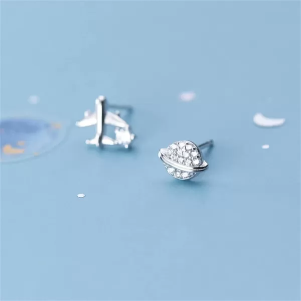 Cute CZ Airplane Planet Earrings for Women Girls 925 Sterling Silver Hypoallergenic Asymmetric Small Studs Cartilage Tragus Post Pin Piercing Ear Dainty Airline Flight Jewelry Birthday HolidayCute CZ Airplane Planet Earrings for Women Girls 925 Sterling Silver Hypoallergenic Asymmetric Small Studs Cartilage Tragus Post Pin Piercing Ear Dainty Airline Flight Jewelry Birthday Holiday