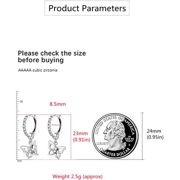 Cute CZ Butterfly Dangle Hoop Earrings for Women Teen Girls S925 Sterling Silver with Charms Huggie Hoops Crystal Drop Cartilage Filigree Jewelry Delicate Fashion Dainty Gift for DautherCute CZ Butterfly Dangle Hoop Earrings for Women Teen Girls S925 Sterling Silver with Charms Huggie Hoops Crystal Drop Cartilage Filigree Jewelry Delicate Fashion Dainty Gift for Dauther