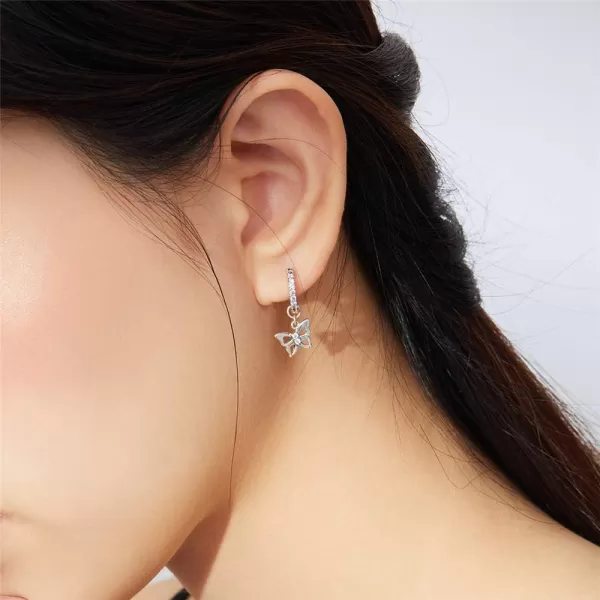 Cute CZ Butterfly Dangle Hoop Earrings for Women Teen Girls S925 Sterling Silver with Charms Huggie Hoops Crystal Drop Cartilage Filigree Jewelry Delicate Fashion Dainty Gift for DautherCute CZ Butterfly Dangle Hoop Earrings for Women Teen Girls S925 Sterling Silver with Charms Huggie Hoops Crystal Drop Cartilage Filigree Jewelry Delicate Fashion Dainty Gift for Dauther