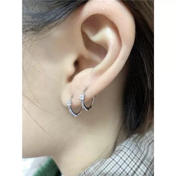 Cute CZ Clover Leaf Silver Small Hoop Earrings for Women Girls Hypoallergenic Mini Cubic Zirconia Cartilage Huggie Hoops Minimalist Dainty Jewelry Gifts 95mm InnerCute CZ Clover Leaf Silver Small Hoop Earrings for Women Girls Hypoallergenic Mini Cubic Zirconia Cartilage Huggie Hoops Minimalist Dainty Jewelry Gifts 95mm Inner
