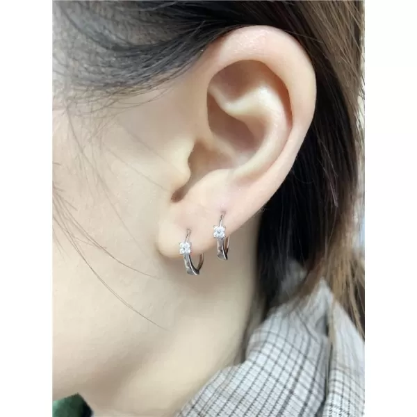 Cute CZ Clover Leaf Silver Small Hoop Earrings for Women Girls Hypoallergenic Mini Cubic Zirconia Cartilage Huggie Hoops Minimalist Dainty Jewelry Gifts 95mm InnerCute CZ Clover Leaf Silver Small Hoop Earrings for Women Girls Hypoallergenic Mini Cubic Zirconia Cartilage Huggie Hoops Minimalist Dainty Jewelry Gifts 95mm Inner