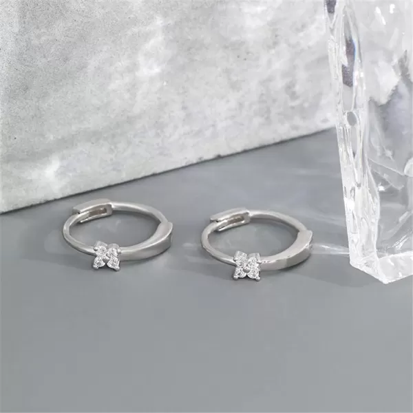 Cute CZ Clover Leaf Silver Small Hoop Earrings for Women Girls Hypoallergenic Mini Cubic Zirconia Cartilage Huggie Hoops Minimalist Dainty Jewelry Gifts 95mm InnerCute CZ Clover Leaf Silver Small Hoop Earrings for Women Girls Hypoallergenic Mini Cubic Zirconia Cartilage Huggie Hoops Minimalist Dainty Jewelry Gifts 95mm Inner