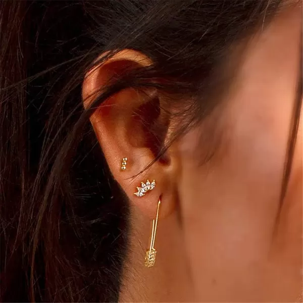 Cute CZ Safety Pin Cartilage Sterling Silver Hoop Earrings for Women Girls Dainty Cubic Zirconia Dangle Drop Hypoallergenic Stud Post Pave Crystal Huggie Fashion Hoops Jewelry 30mm Gold PlatedCute CZ Safety Pin Cartilage Sterling Silver Hoop Earrings for Women Girls Dainty Cubic Zirconia Dangle Drop Hypoallergenic Stud Post Pave Crystal Huggie Fashion Hoops Jewelry 30mm Gold Plated
