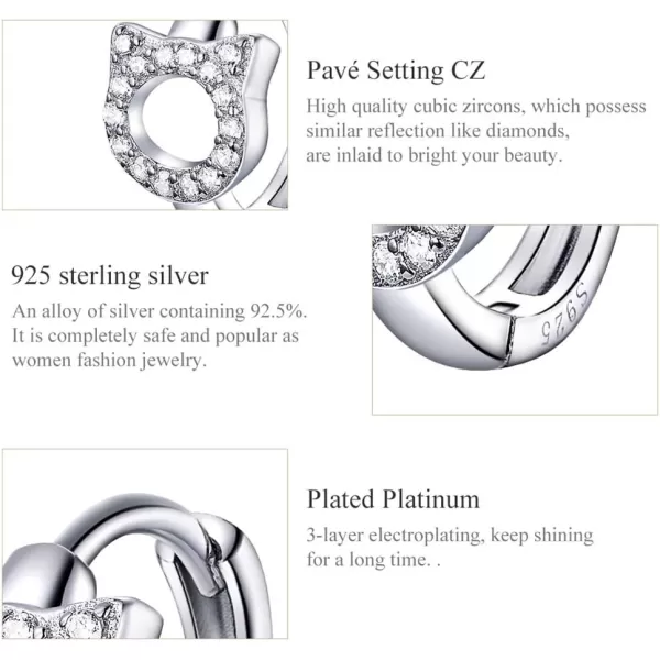 Cute Cat Cubic Zirconia Cartilage Small Hoop Earrings for Women Teen Girls 925 Sterling Silver CZ Tiny Hollow Kitty Pet Hinged Huggie Sleeper Hoops Hypoallergenic for Sensitive Ear Dainty JewelryCute Cat Cubic Zirconia Cartilage Small Hoop Earrings for Women Teen Girls 925 Sterling Silver CZ Tiny Hollow Kitty Pet Hinged Huggie Sleeper Hoops Hypoallergenic for Sensitive Ear Dainty Jewelry