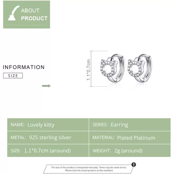 Cute Cat Cubic Zirconia Cartilage Small Hoop Earrings for Women Teen Girls 925 Sterling Silver CZ Tiny Hollow Kitty Pet Hinged Huggie Sleeper Hoops Hypoallergenic for Sensitive Ear Dainty JewelryCute Cat Cubic Zirconia Cartilage Small Hoop Earrings for Women Teen Girls 925 Sterling Silver CZ Tiny Hollow Kitty Pet Hinged Huggie Sleeper Hoops Hypoallergenic for Sensitive Ear Dainty Jewelry