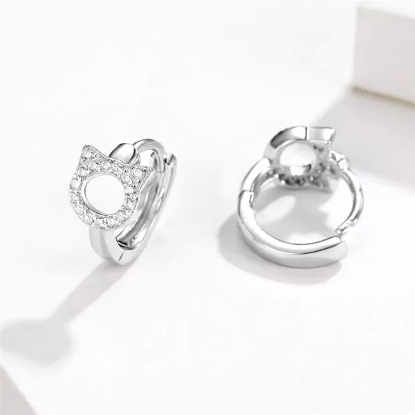 Cute Cat Cubic Zirconia Cartilage Small Hoop Earrings for Women Teen Girls 925 Sterling Silver CZ Tiny Hollow Kitty Pet Hinged Huggie Sleeper Hoops Hypoallergenic for Sensitive Ear Dainty JewelryCute Cat Cubic Zirconia Cartilage Small Hoop Earrings for Women Teen Girls 925 Sterling Silver CZ Tiny Hollow Kitty Pet Hinged Huggie Sleeper Hoops Hypoallergenic for Sensitive Ear Dainty Jewelry