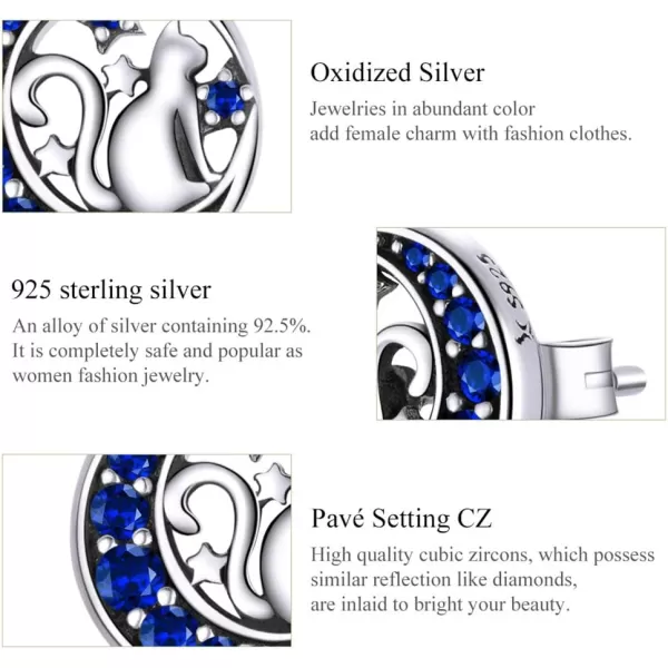 Cute Cat Moon Star Sterling Silver Stud Earrings for Women Teen Girls Blue Cubic Zirconia Hypoallergenic Huggie Sleeper Round Cartilage Tragus Post Christmas Holiday Gift for Daughter NieceCute Cat Moon Star Sterling Silver Stud Earrings for Women Teen Girls Blue Cubic Zirconia Hypoallergenic Huggie Sleeper Round Cartilage Tragus Post Christmas Holiday Gift for Daughter Niece