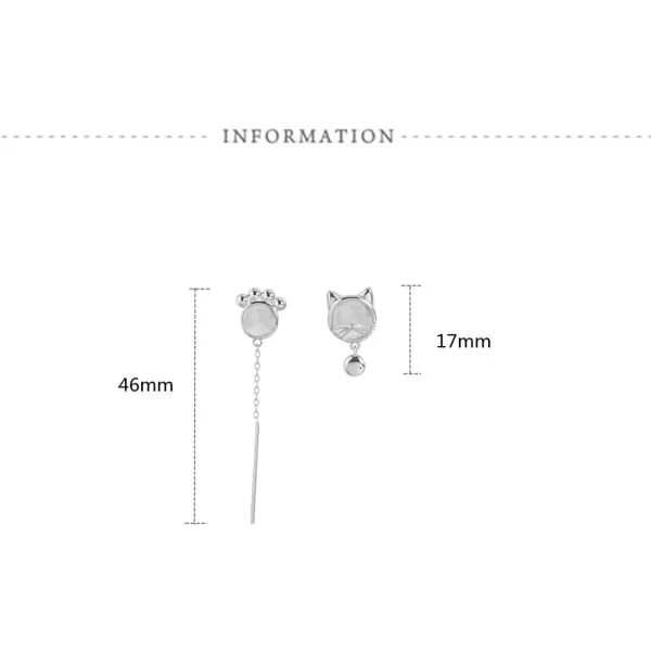 Cute Cat Opal Earrings for Women Girls 925 Sterling Silver Asymmetrical Kitten Paw Animal Threader Chain Ball Dangle Small Studs Earring Delicate Lovely Birthday Jewelry Gift Daughter NieceCute Cat Opal Earrings for Women Girls 925 Sterling Silver Asymmetrical Kitten Paw Animal Threader Chain Ball Dangle Small Studs Earring Delicate Lovely Birthday Jewelry Gift Daughter Niece