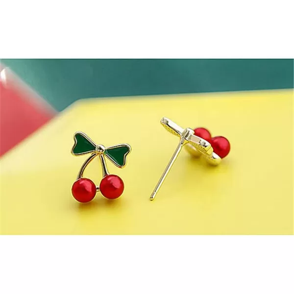 Cute Cherry Fruit 925 Sterling Silver Small Stud Earrings Hypoallergenic for Women Girls Dainty Red Balls Enamel Green Leaf Studs Cartilage Tragus Post Delicate Holiday Y2K JewelryCute Cherry Fruit 925 Sterling Silver Small Stud Earrings Hypoallergenic for Women Girls Dainty Red Balls Enamel Green Leaf Studs Cartilage Tragus Post Delicate Holiday Y2K Jewelry