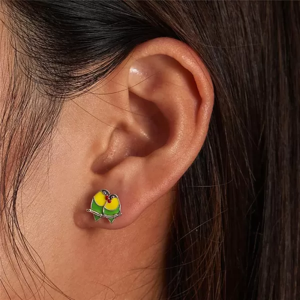 Cute Couple Bird Stud Earrings for Women Girls 925 Sterling Silver Tiny Small Animal Pet Enamel Yellow Green Feather Hummingbirds Branch Cartilage Tragus Post Nickel Free Piercing Ear Jewelry DaintyCute Couple Bird Stud Earrings for Women Girls 925 Sterling Silver Tiny Small Animal Pet Enamel Yellow Green Feather Hummingbirds Branch Cartilage Tragus Post Nickel Free Piercing Ear Jewelry Dainty