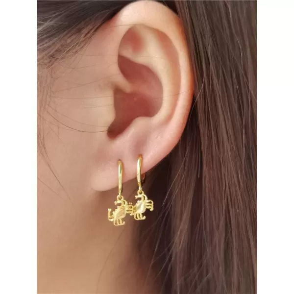 Cute Crab Drop Dangle Small Hoop Earrings for Women Girls 925 Sterling Silver Hypoalleregenic Tiny Mini Animal Cartilage Tragus Fashion Summer Ocean Beach Jewelry Holiday Birthday GiftGold Plated