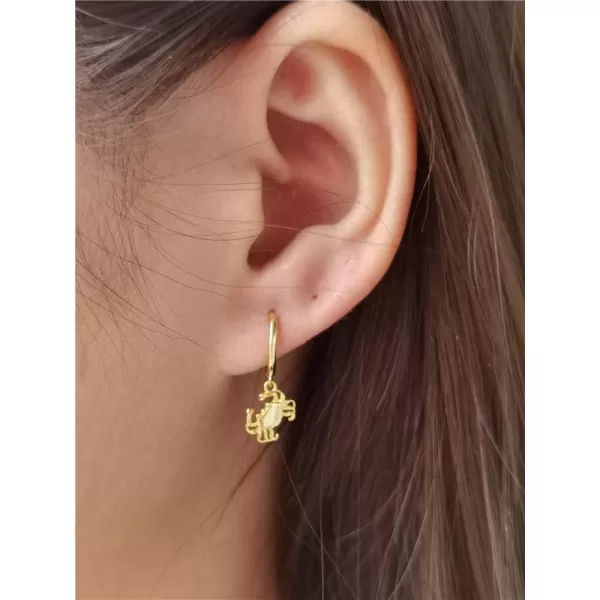 Cute Crab Drop Dangle Small Hoop Earrings for Women Girls 925 Sterling Silver Hypoalleregenic Tiny Mini Animal Cartilage Tragus Fashion Summer Ocean Beach Jewelry Holiday Birthday GiftGold Plated