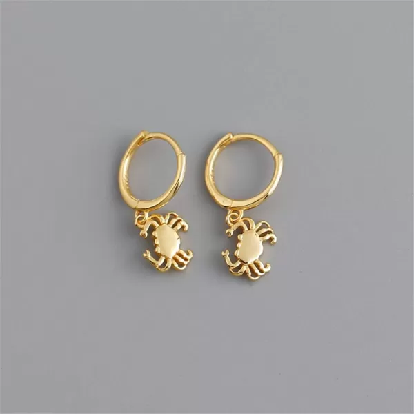 Cute Crab Drop Dangle Small Hoop Earrings for Women Girls 925 Sterling Silver Hypoalleregenic Tiny Mini Animal Cartilage Tragus Fashion Summer Ocean Beach Jewelry Holiday Birthday GiftGold Plated