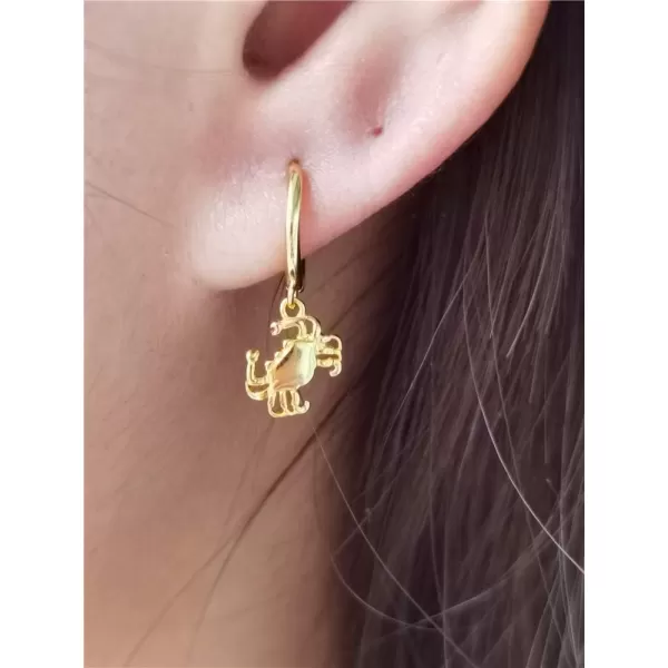Cute Crab Drop Dangle Small Hoop Earrings for Women Girls 925 Sterling Silver Hypoalleregenic Tiny Mini Animal Cartilage Tragus Fashion Summer Ocean Beach Jewelry Holiday Birthday GiftGold Plated