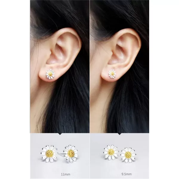 Cute Daisy Earrings Tiny Cartilage Stud Earrings for Women Teen Girls Sterling Silver 14K Gold Plated Pierced Ear Small Flower Leaf Cluster Stud Studs Post Pin Earrings Hypoallergenic Boho Jewelry95mm